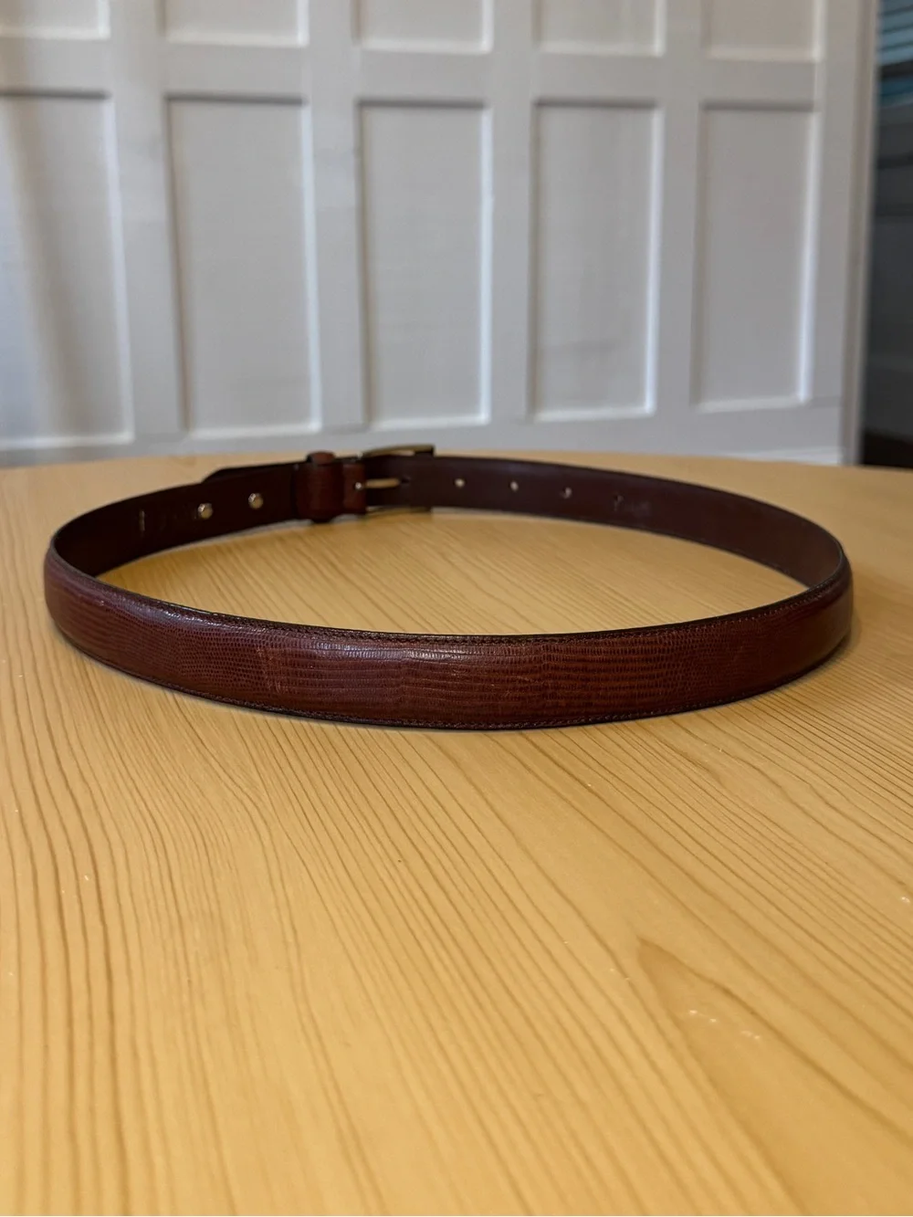 Vintage Ralph Lauren Lizard Embossed Leather Belt Silver Buckle M 30